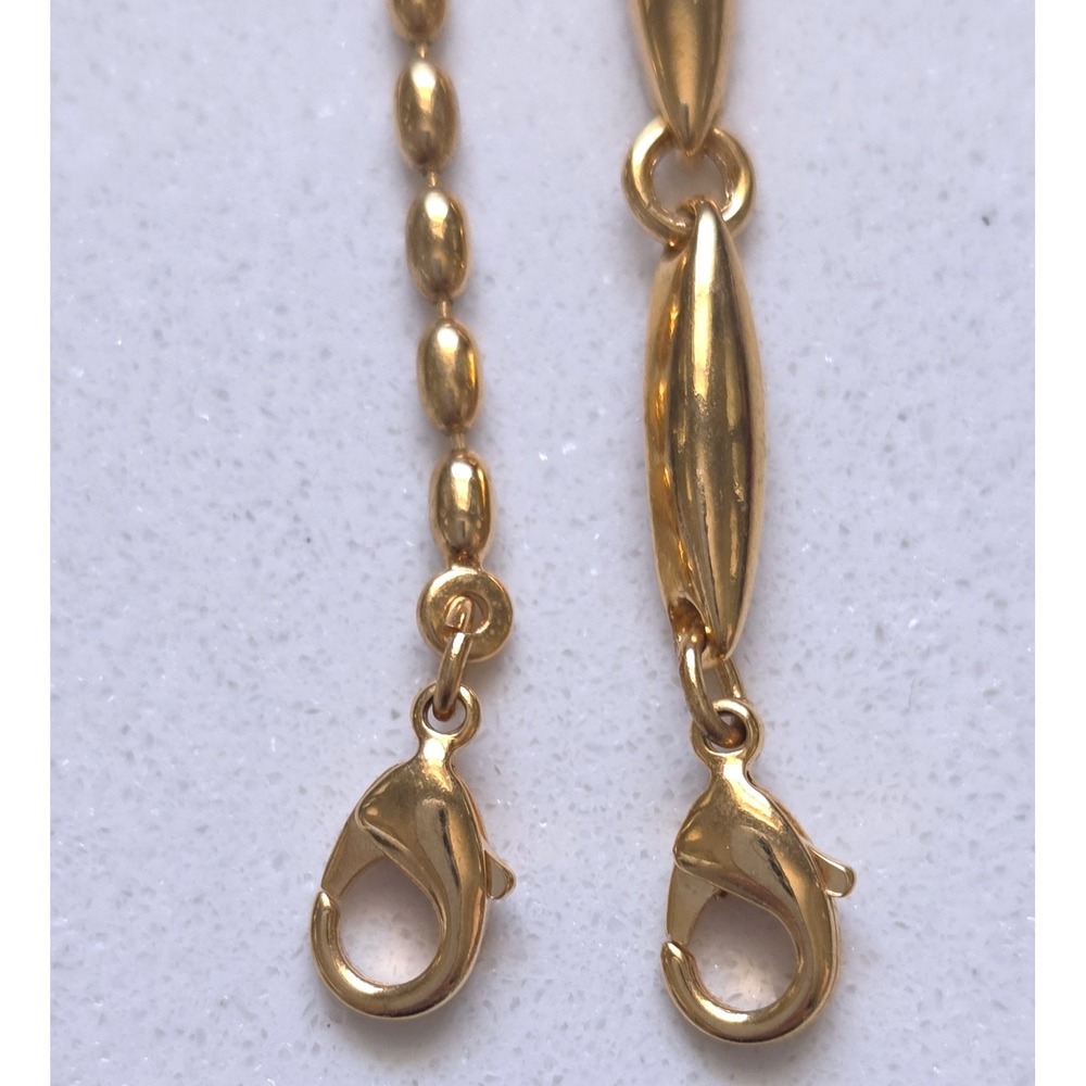 VTG Avon 90s Gold Tone Bracelet Set Rice Bead and Marquise Link 7.25" Daily Wear - Picture 3 of 5